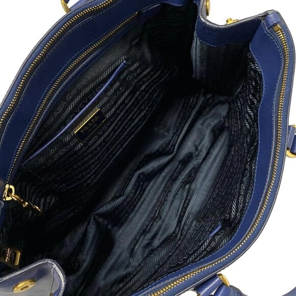 Auth PRADA Galleria Large Bag (Women's) Blue Saffiano Lux (Leather) Tote Bag - Picture 14 of 15